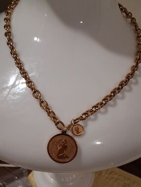 Gold-Tone Coin Pendant Chain Necklace - Women's Jewelry